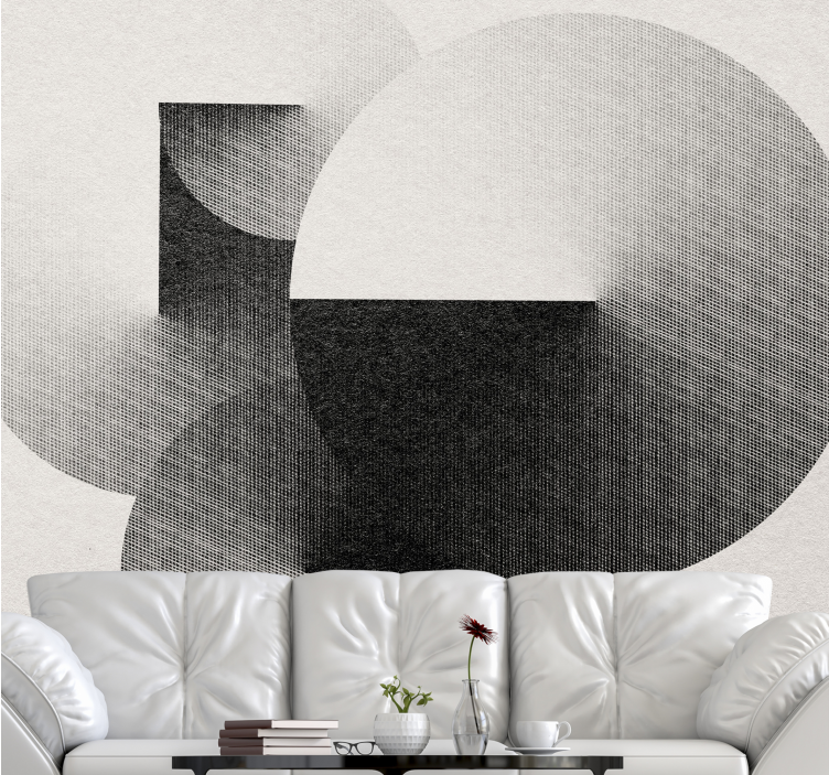 Retro geometric circle pattern wall mural - TenStickers