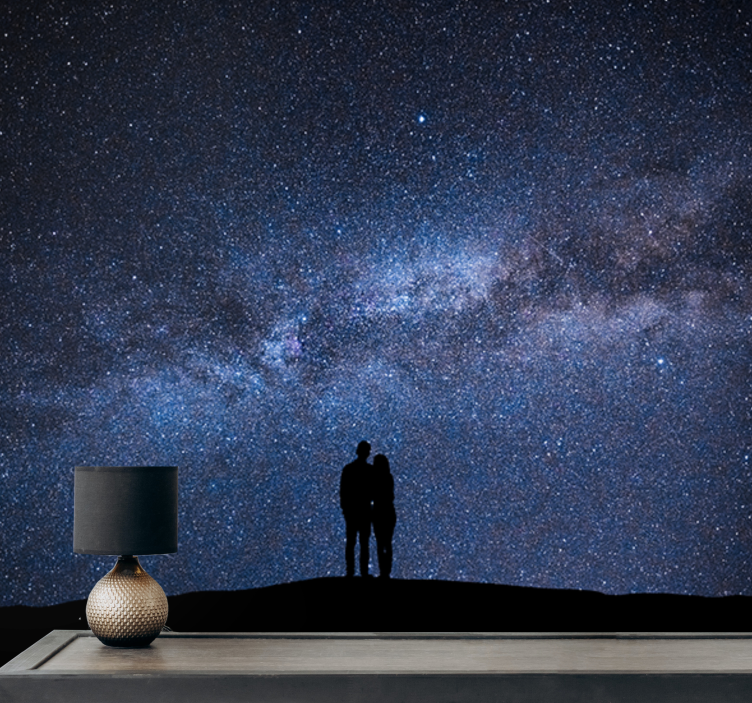 Romantic wall mural starry night love - TenStickers
