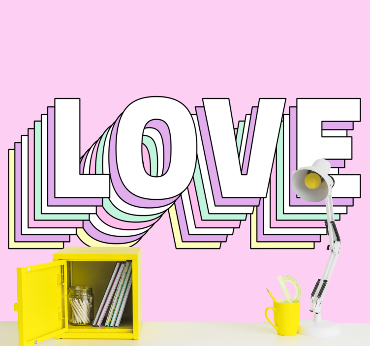 Romantic wall mural with artistic love typography - TenStickers