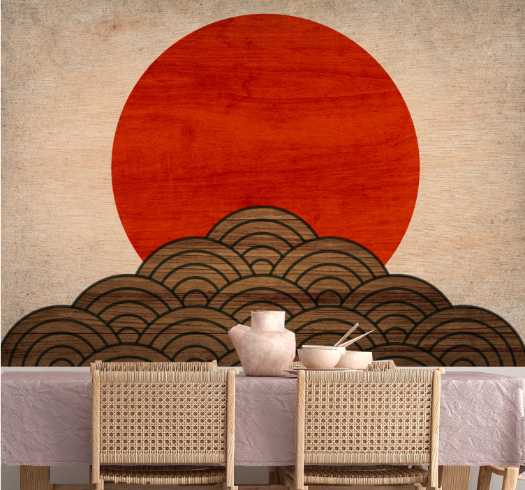 Rustic Sun Art Wood Wood Wall Mural - TenStickers