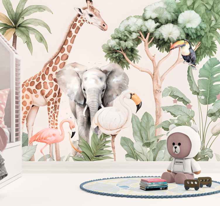 Savannah landscape animals wall mural - TenStickers