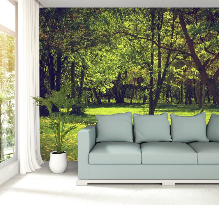 Serene Forest View landscape wall mural - TenStickers