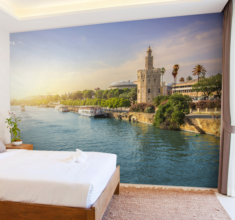 Seville Riverside View city wall mural - TenStickers