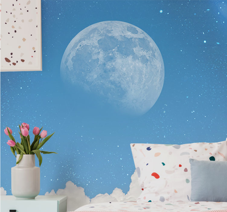 Space wall mural lunar evening skyline - TenStickers