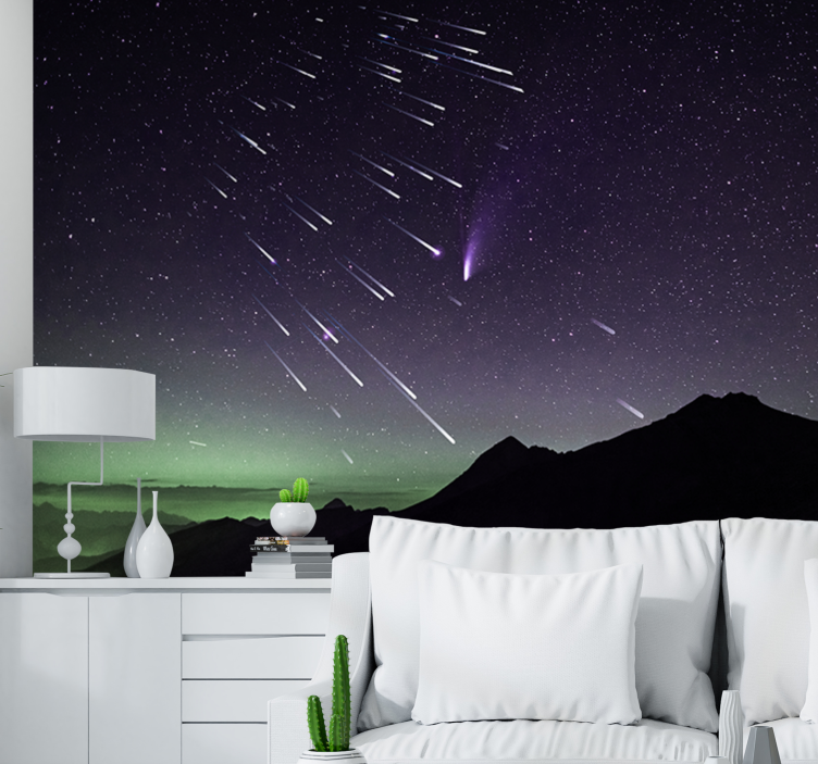 Space wall mural shooting stars night sky - TenStickers