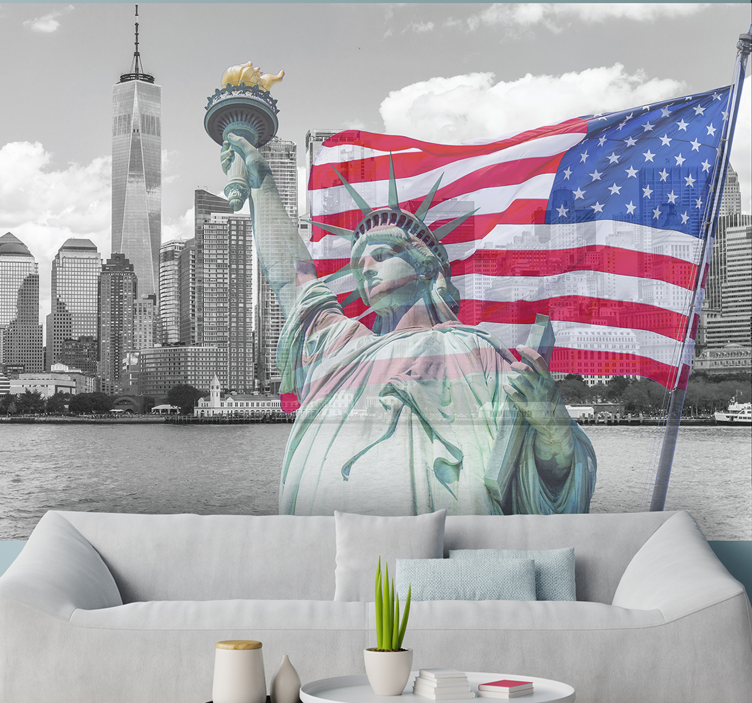 Statue Freedom Skyline wall mural new york - TenStickers