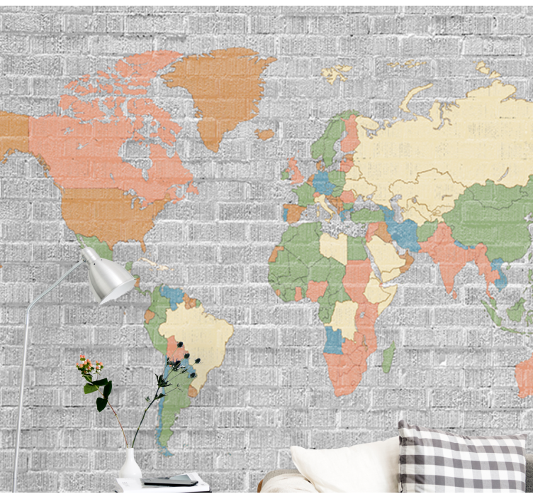 Stone pattern vintage world map mural - TenStickers