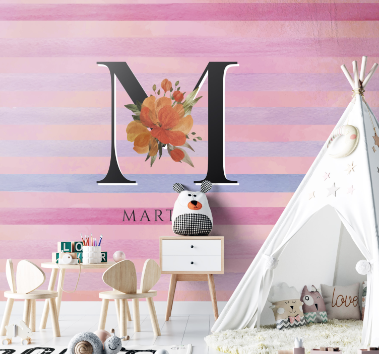 Stylish Floral Initial flower wall mural - TenStickers