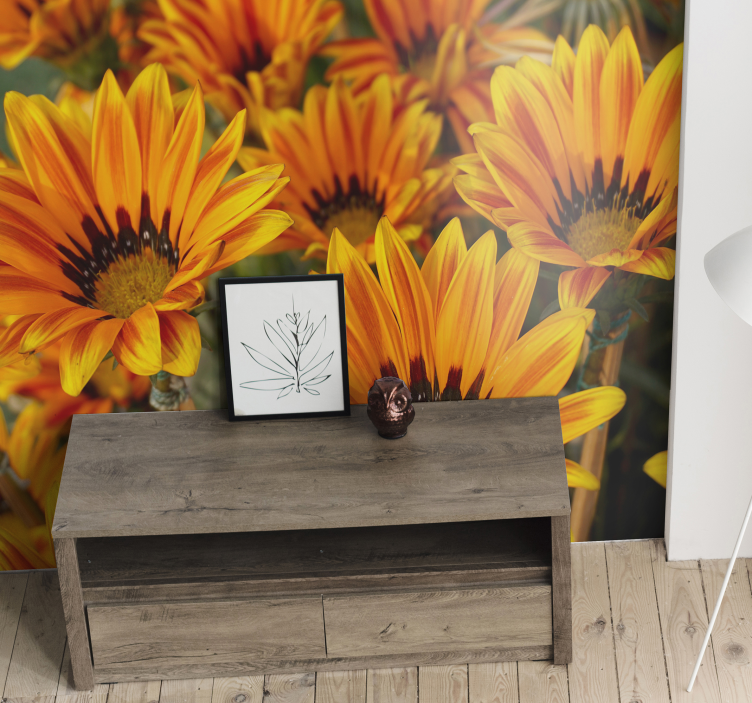Sunlit orange flowers flower wall mural - TenStickers