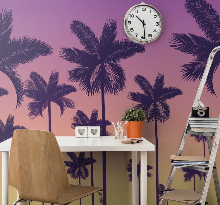 Sunset Palms tree mural photo - TenStickers