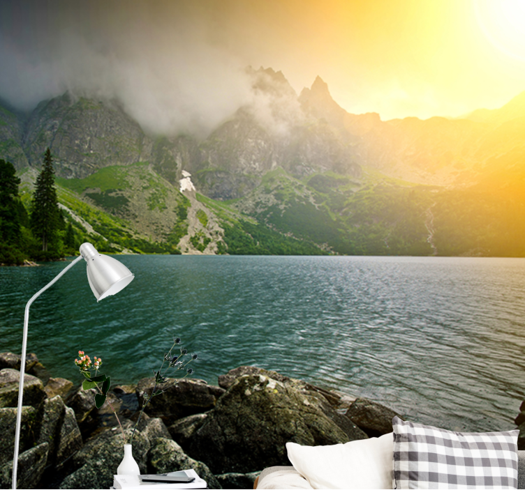 Tatry sunset Mountain wall mural - TenStickers