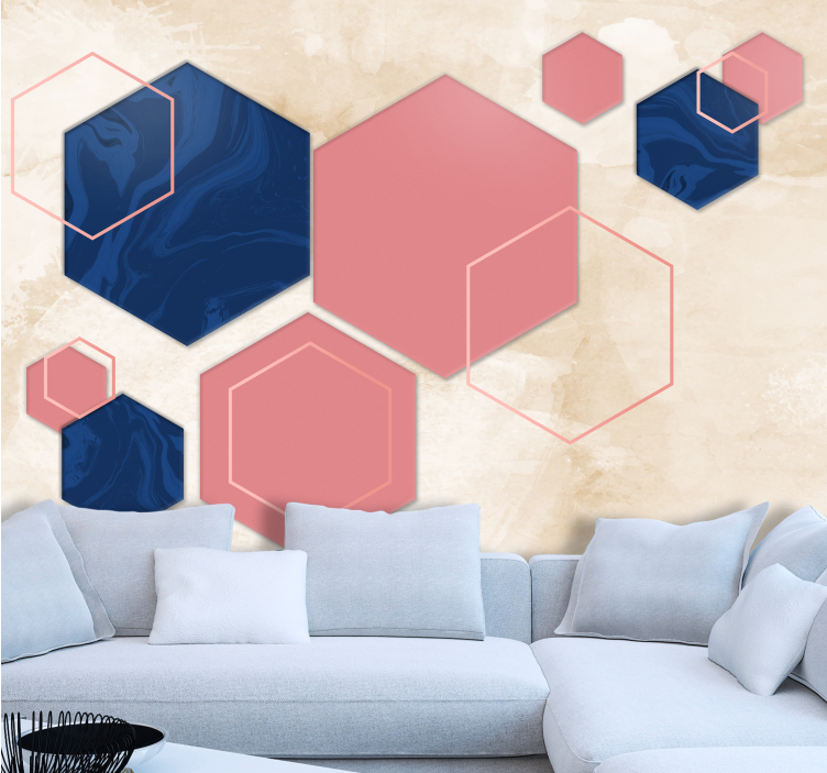 Texture wall mural geometric hexagonal design - TenStickers