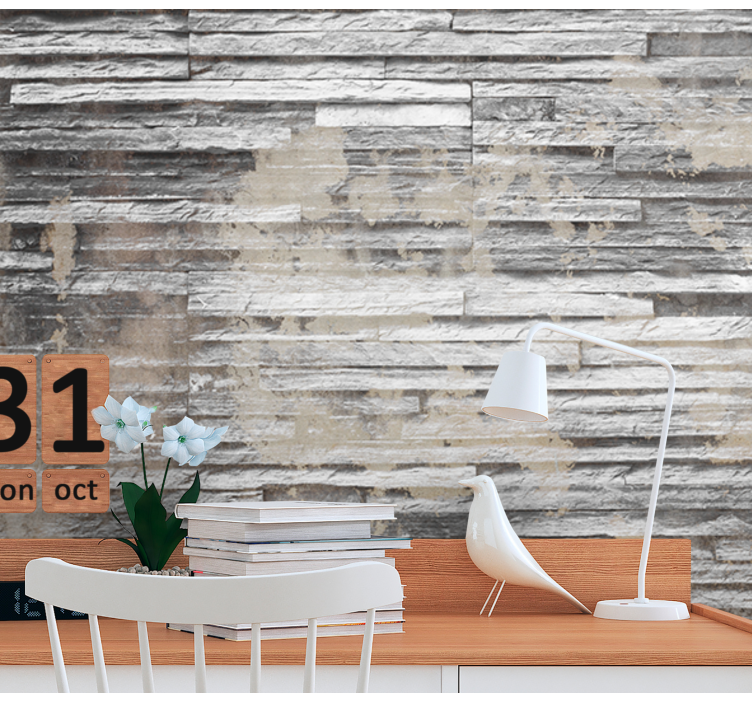 Textured Gray Layers mural stone wall - TenStickers