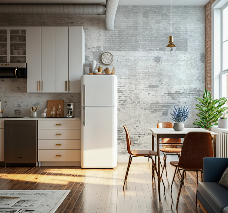 The old white wall brick wall mural - TenStickers