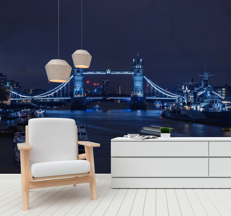 Tower Bridge Night View wall mural london - TenStickers