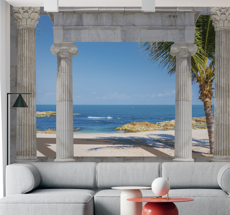 Tropical Coastal View landscape wall mural - TenStickers