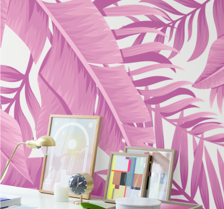 Pink tropical design wall mural nature - TenStickers