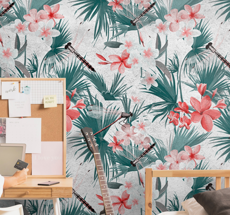 Tropical plants and flowers nature wall mural - TenStickers
