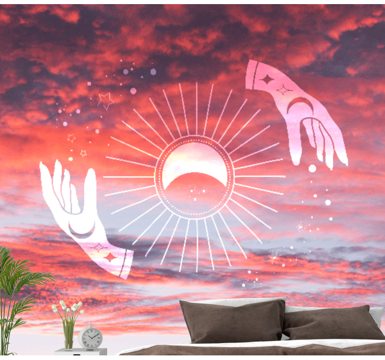 Two hands in the sky zen wall mural - TenStickers