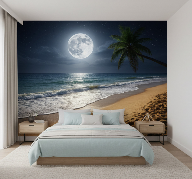 Under the sea wall mural full moon ocean - TenStickers