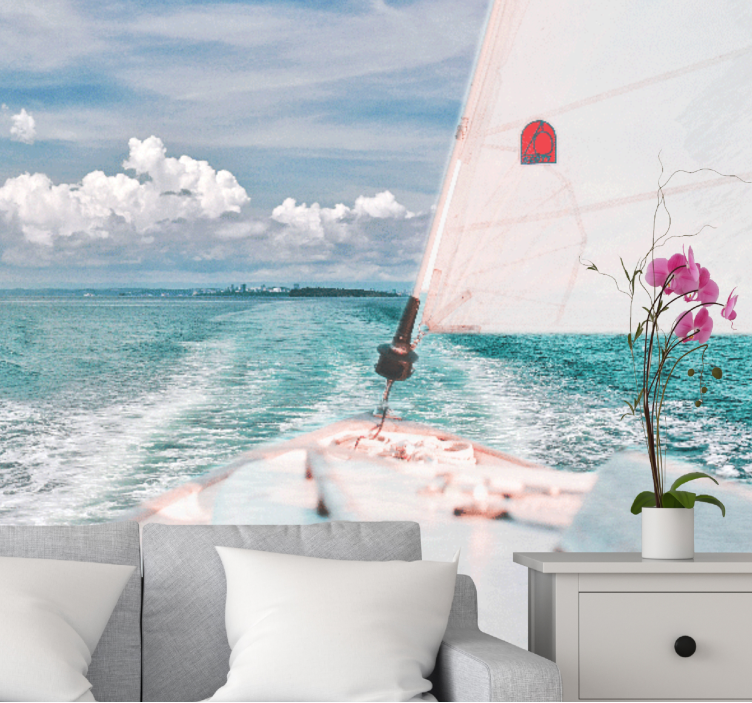 Under the sea wall mural sailing through waves - TenStickers