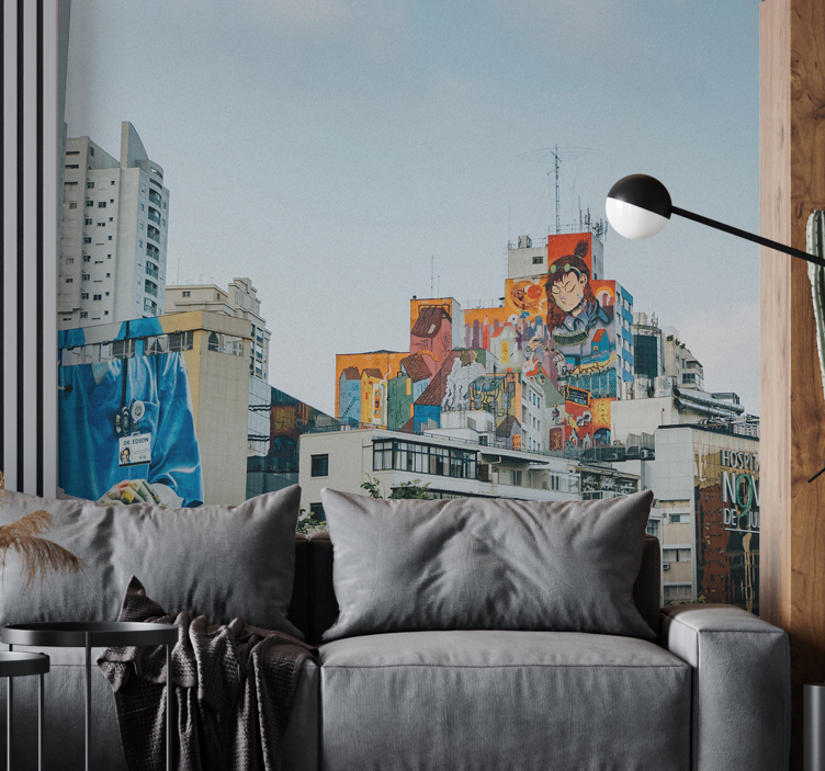 Vibrant City Mural graffiti wall mural - TenStickers