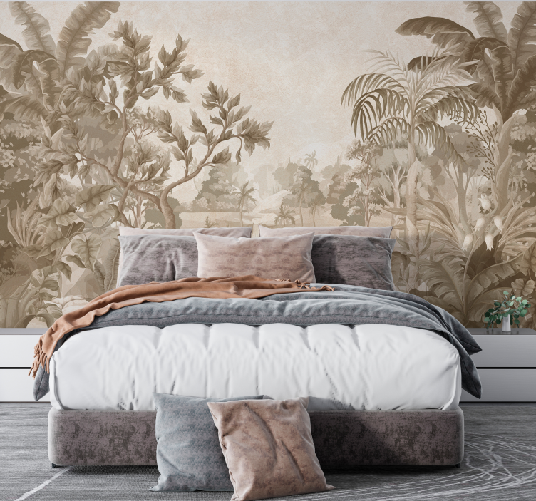 views of a tropical jungle panoramic wall mural - TenStickers