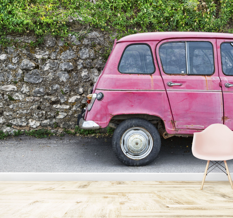Vintage Pink Car wall mural vehicle - TenStickers