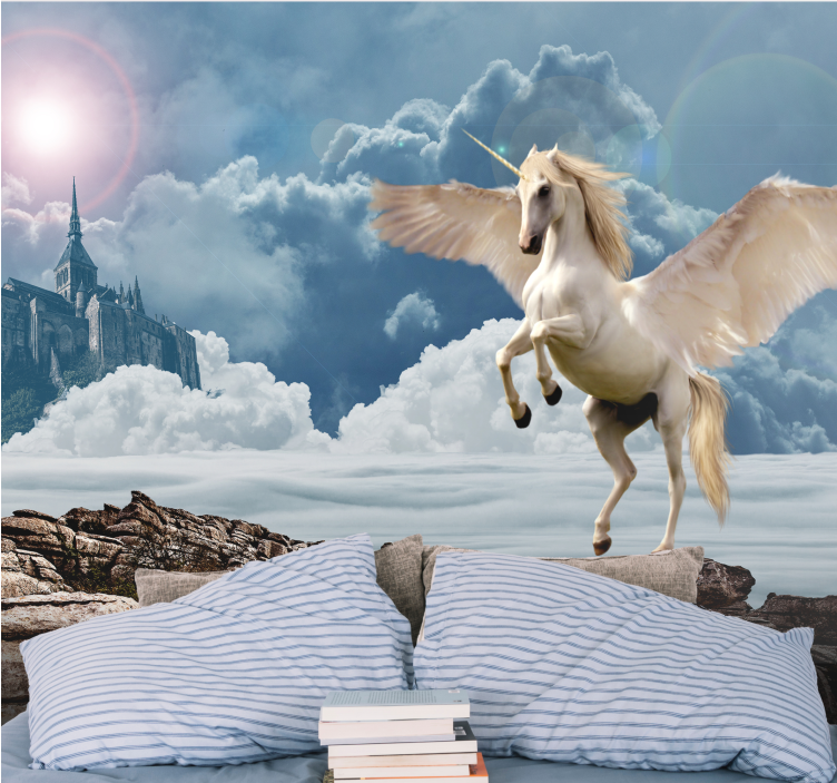 Wall mural fantasy majestic unicorn flight - TenStickers