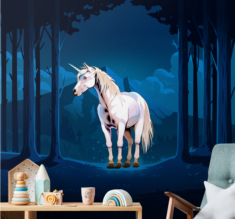 Wall mural fantasy majestic unicorn scene - TenStickers