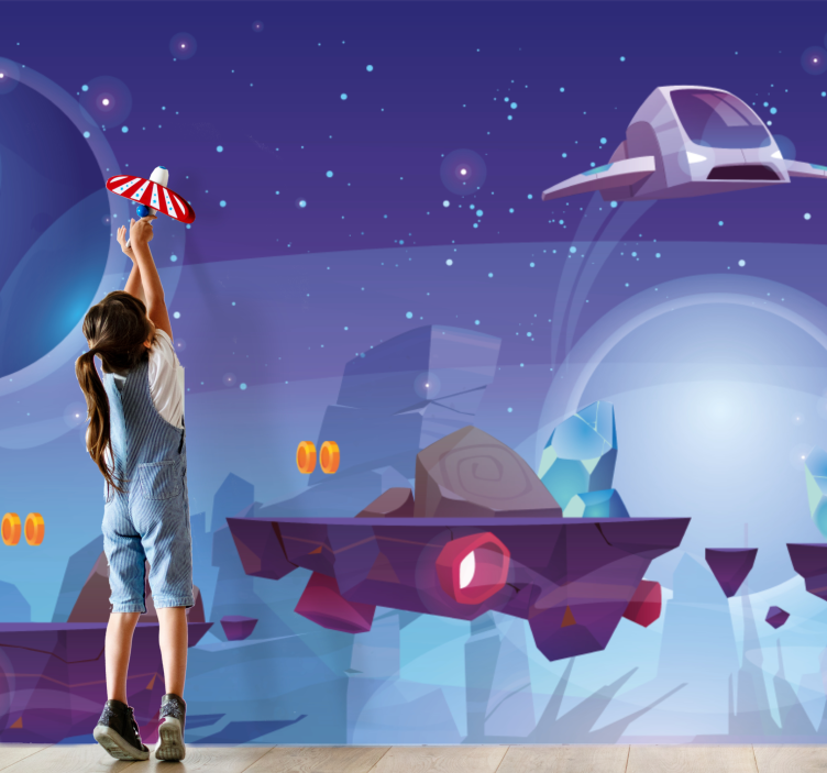 Wall mural fantasy space adventure scene - TenStickers