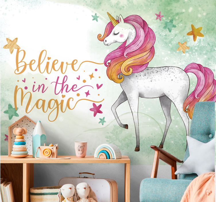 Wall mural fantasy unicorn in enchantment - TenStickers