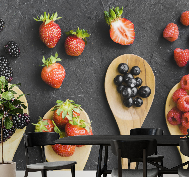 Wall mural kitchen spoon with fruits - TenStickers