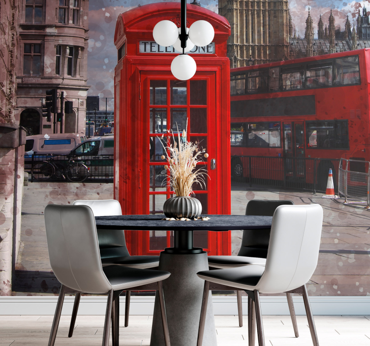 Wall mural london iconic red telephone artwork - TenStickers