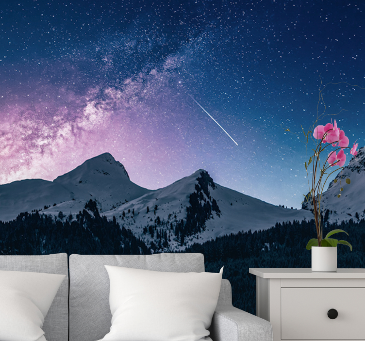Wall mural mountain majestic starry night - TenStickers