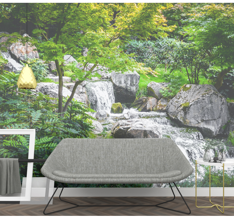 Wall mural nature flowing stream stones - TenStickers