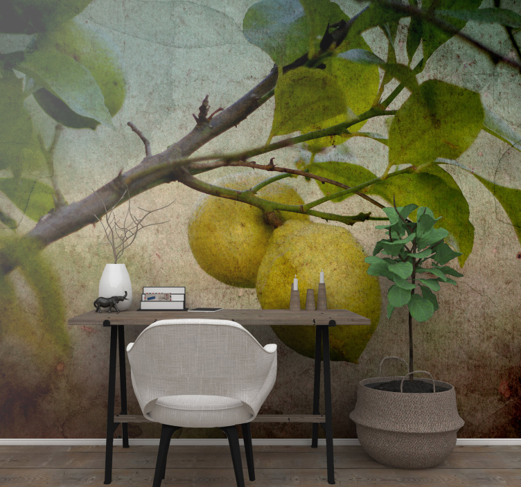 Wall mural nature lemon branch detail - TenStickers