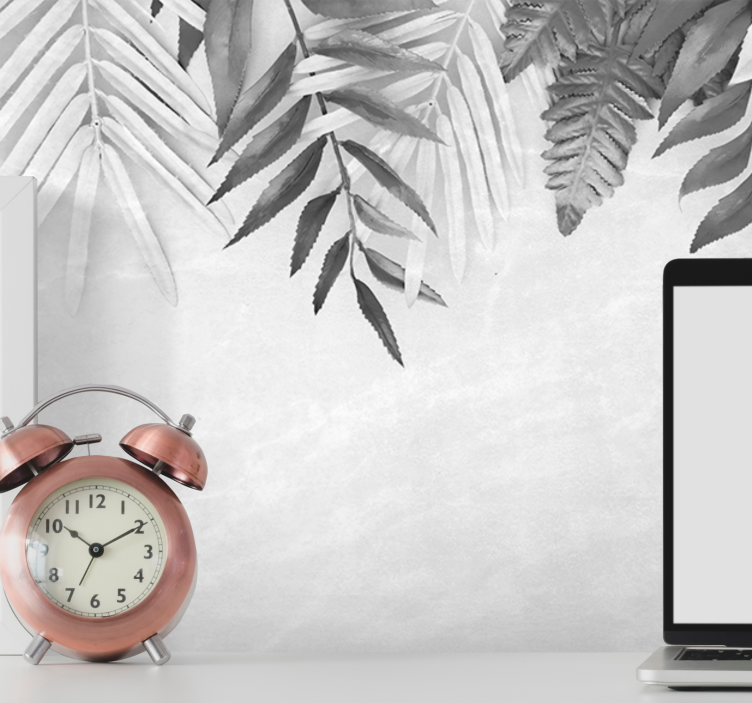 Wall mural nature monochrome leaf designs - TenStickers
