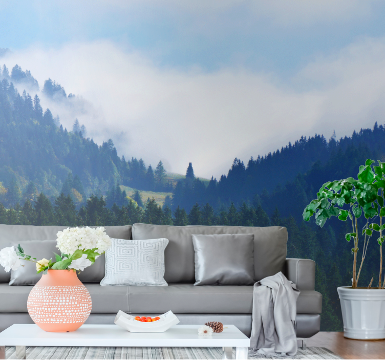 Wall mural nature mountains and fog - TenStickers