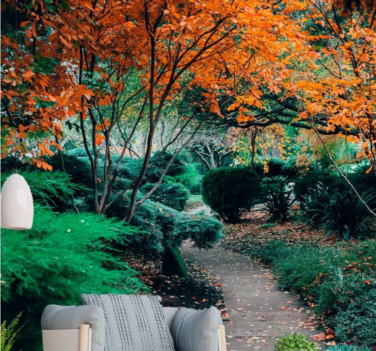 Wall mural nature pathway through trees - TenStickers