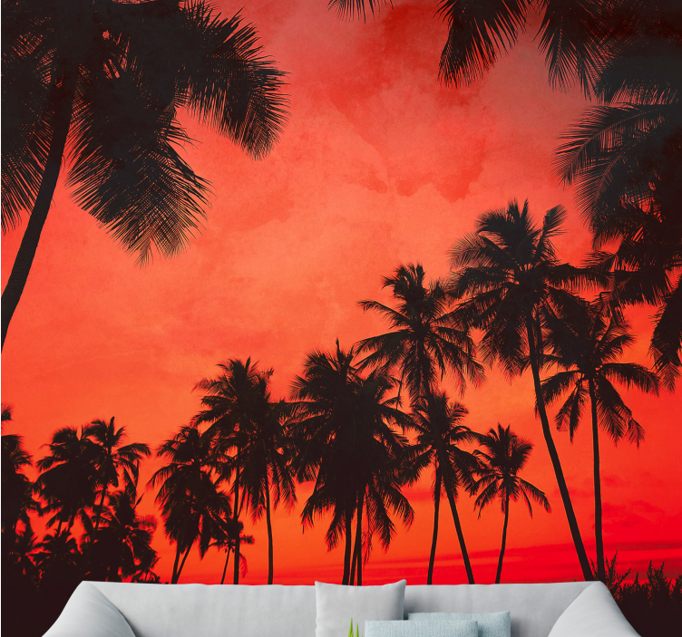 Wall mural nature silhouette palm trees - TenStickers