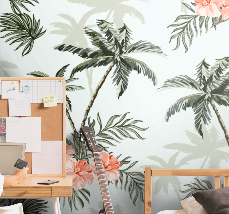 Wall mural nature tropical palm leaves design - TenStickers