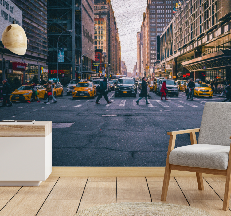 Wall mural new york bustling new york street - TenStickers