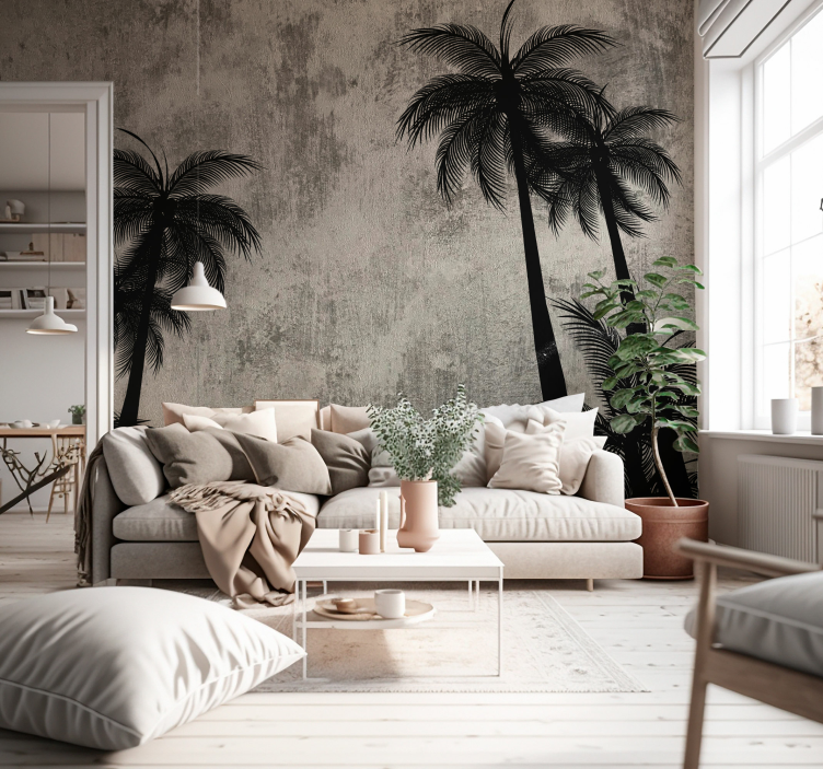 Wall mural trees outline palm trees - TenStickers