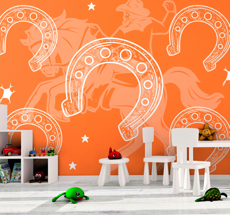 Wall mural vehicle horseshoe rodeo scene - TenStickers