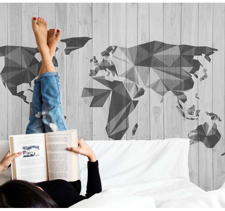 Wall mural world map geometric shapes - TenStickers