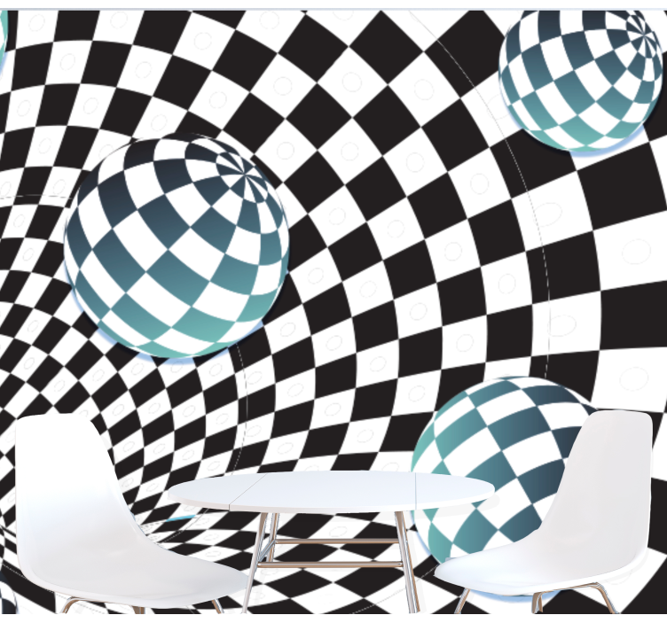 Wall photo illusion of a cubic world 3D Sticker - TenStickers