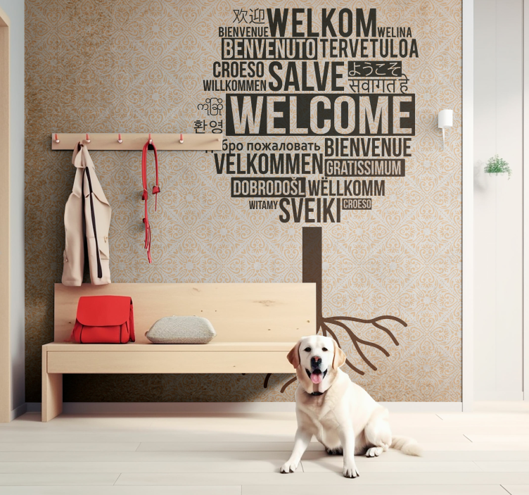 Welcome tree phrase wall mural - TenStickers