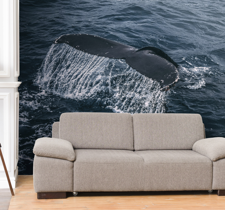 Animals wall mural whale tail splash - TenStickers