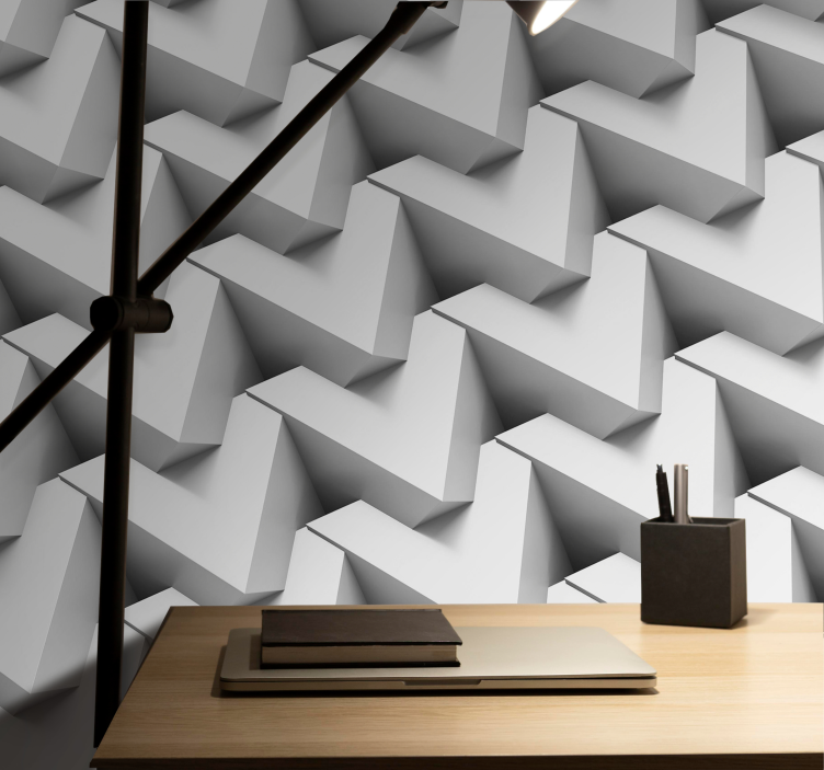 White elegant geometric 3D Wall Mural - TenStickers